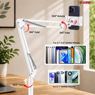 5 Core Tablet Floor Stand 360° Rotatable Adjustable Overhead Universal Bed Phone iPad Stand image 6