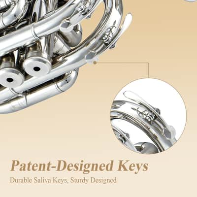 Trumpet B Flat for Beginners Students, Brass Trumpet Mouthpiece 7C, Cleaning Kit, Hard Case, Gloves Nickel image 2