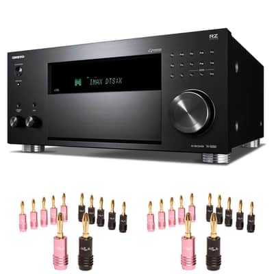 Onkyo TX-RZ50 9.2-Channel 8K/4K Network AV Receiver, 250W Per Channel at 6 Ohms + H&A Speaker Connector Banana Plugs, 12 Pairs image 1