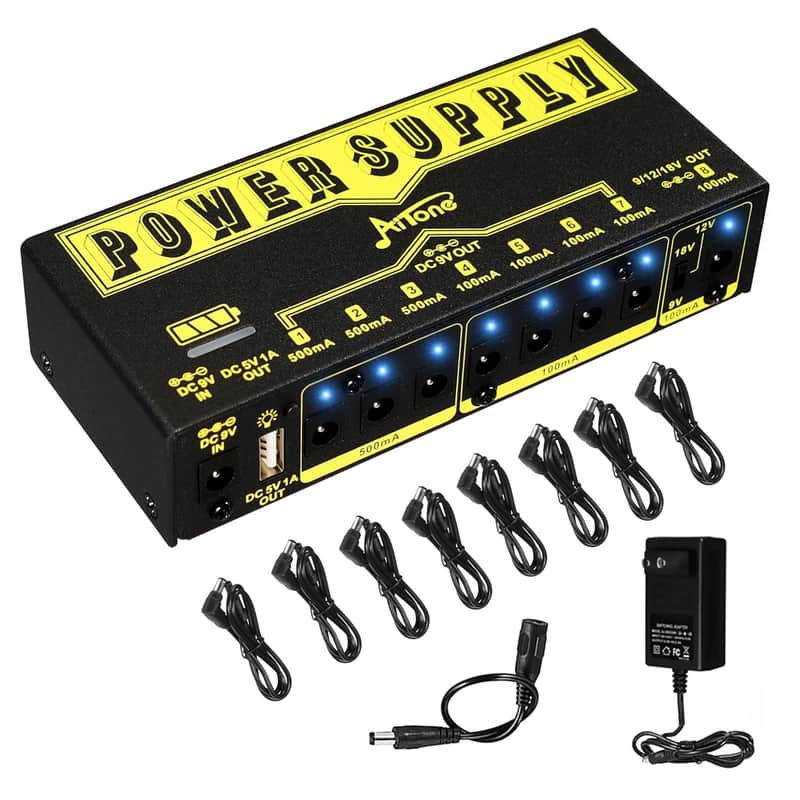 Pedal Power Supply 9V 12V 18V Rechargeable Battery Guitar Pedal Board With 8 Isolated Dc Output Usb Port 100/500Ma (A-P05) image 1