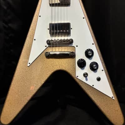 Burny LV-115KK L’ArcenCiel Ken Signature MIJ Flying V 1999-2001 ish - Gold Sparkle image 1