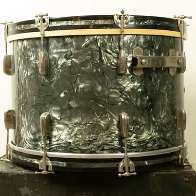1950s Slingerland 14x22 Black Diamond Pearl Radio King Bass Drum image 7