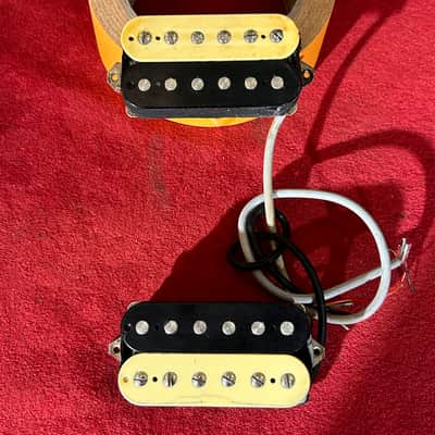 Unmarked Basic Stock 4 Conductor Humbucker Pair (Bridge & Neck) Ready to Install 1990s-2000’s - Black/White image 1