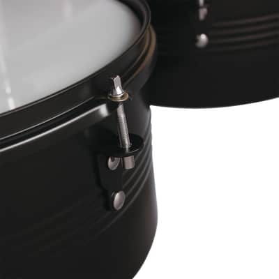 Glarry 13" & 14" Timbales Drum Set with Stand and Cowbell Black image 4