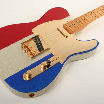 Fender Buck Owens Telecaster Maple Fingerboard Red Silver and Blue Sparkle MX24059251 image 3