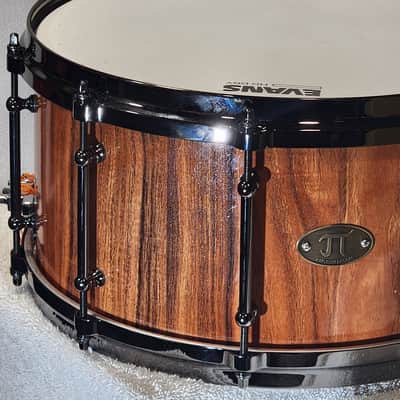 JT Custom Drums 14x7 Patagonian Rosewood Solid Orchestral Stave Snare Drum image 2