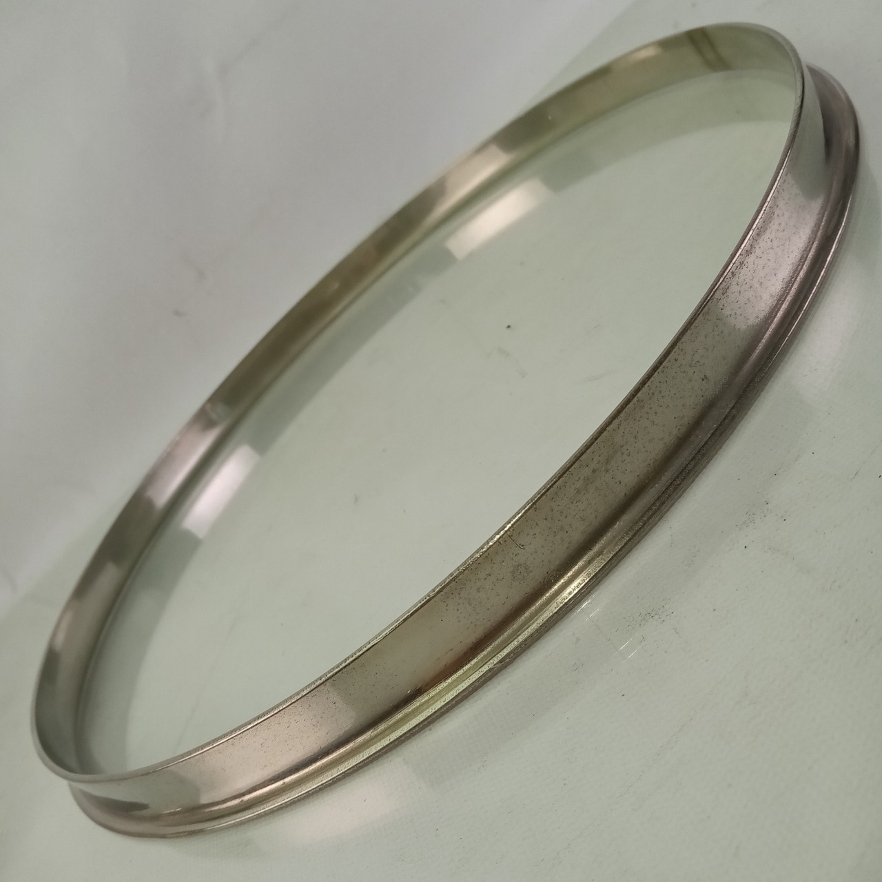 Slingerland 12" NOB Single-Flange Tom Drum Batter Rim/Hoop Brass Nickel Vintage — main photograph