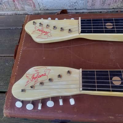 Vintage 1950 Oahu Iolana Double Neck Six String Lap Steel Guitar w/ Original Geib Hardshell Case! Kluson Keys, Valco-Built! image 6