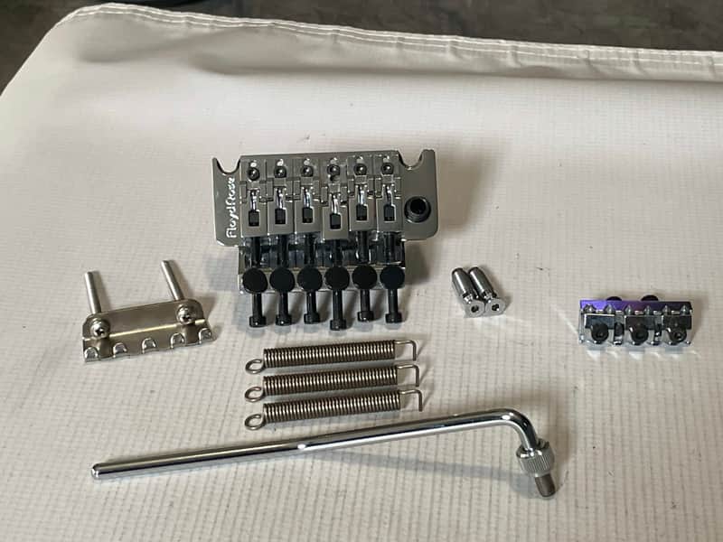 2000's Schaller Made in Germany Chrome Original Floyd Rose Tremolo Bridge & Arm Set, Brass Block image 1