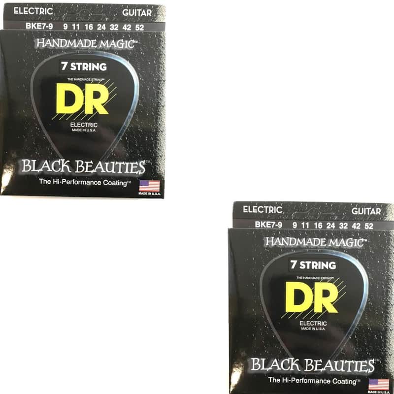 DR Guitar Strings Electric 7-String 2-Pack K3 Black Beauties 9-52 Extra Light image 1