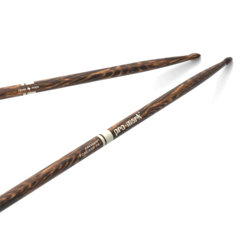 Promark Classic Forward 7A FireGrain Hickory Oval Wood Tip Drumsticks image 1