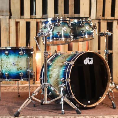 DW Collector's Maple SSC Regal to Royal Blue Burst over Mapa Burl Drum Set - 22,10,12,16 - SO#1408269 image 1