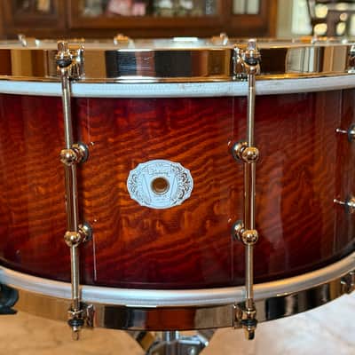 Ludwig Aged Exotic Tamo Ash 6.5x14 Snare Drum Cherry Carmel Lacquer image 1