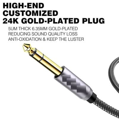 TopSeries Long 6.35mm (1/4 inch) 3.5mm (1/8 inch) Headphone Jack Adapter -8ft (2.4m) 1/8 Female to 1/4 Male Extension Cable 3.5 to 6.35 for Mixer Guitar Piano Amplifier Speaker and More image 3