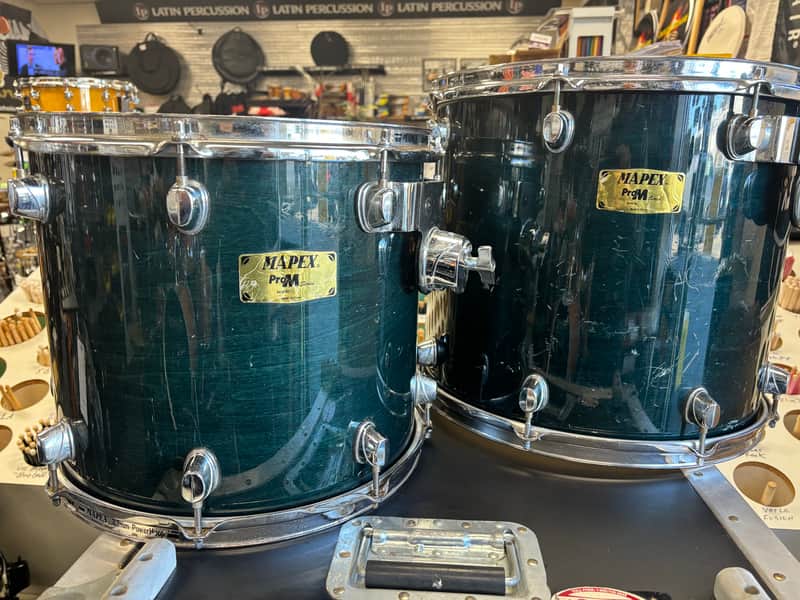 Mapex PRO M series 12x14&14x16 mtd. toms 2005 - see thru turquoise lacquer image 1