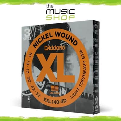 3 Pack, D'Addario XL 10-52 Light Top/Hvy Btm Electric Guitar Strings - EXL140-3D image 1