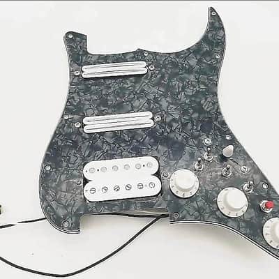 Black Pearl Strat Style Guitar Loaded Prewired Pickguard, SSH Pickups image 1