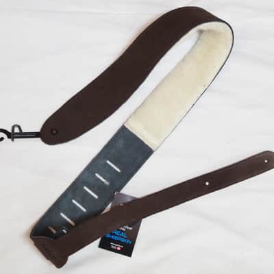 PERRI's Brown SUEDE Leather SHEEPSKIN Guitar STRAP - new - 2.5" wide image 1