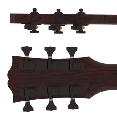 Hipshot Grip Lock Open Gear Guitar Tuner Upgrade Kit for 3+3 Headstocks (10mm Post Hole) Black