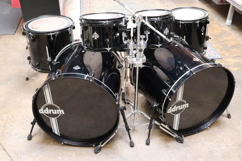 DDrum 7pc Diablo Double Bass Drum Shell Pack Black w/Black Hardware image 1