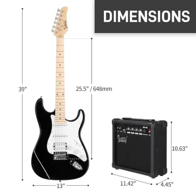 Glarry GST Electric Guitar HSS Pickups w/20W Amplifier - Black image 3