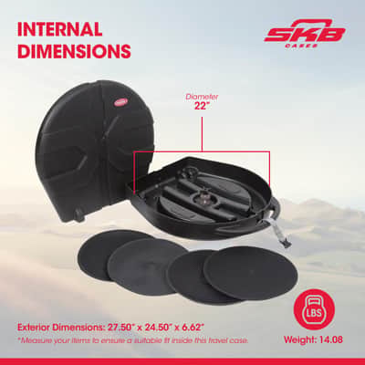 Immagine SKB Cases 22-Inch Rolling Cymbal Vault, Rolling Case for 22-Inch Cymbals, Holds Up to 8 Traditionally Shaped Cymbals, Includes Carrying Handle - 3