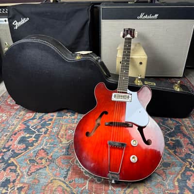 1969 Harmony Rocket I Model H53-1 Red Burst Made in USA Hard Case - 1969 image 2