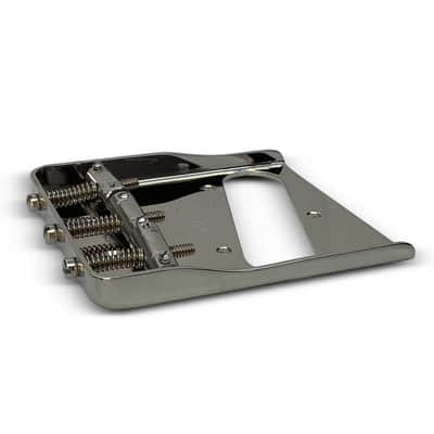 Rutters Trimmed Nickel-Plated 464 Marine Brass Vintage Bridge Assembly for Tele, Broadcaster Steel Saddles image 2