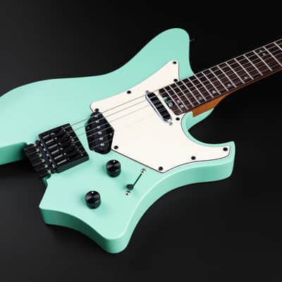 Eart Electric Guitars GW2TP-SE Roasted Mahogany Body Headless Lightweight Guitar,Surf Green image 4
