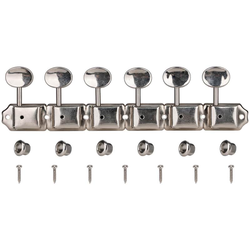 6 inline Vintage Guitar Tuners Tuning Pegs Machine Heads for Squier Fender Strat/Tele Style Electric Guitar Nickel image 1