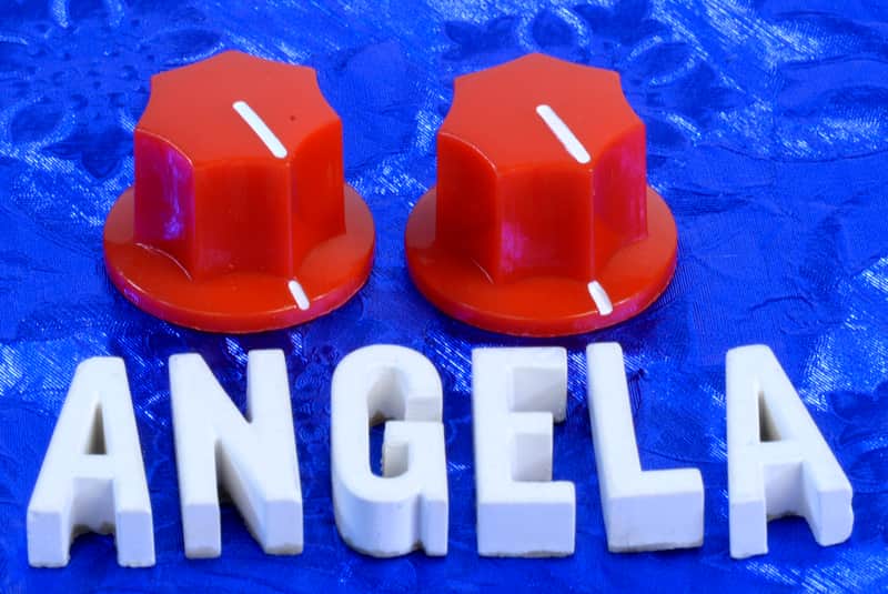 Two Red Mini Skirted Set Screw Knobs For MXR Effects, Instruments, Amplifiers, Studio Gear And More image 1