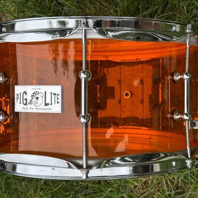 Pork Pie Pig Lite Amber Acrylic Snare Drum – 13" x 7" image 5