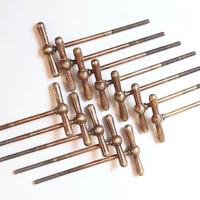 Set of (12) Ludwig DeLuxe Finish T- Rods & Claws for "Black Beauty" Bass Drum - 1928 / EIGHTEEN PHOTOS image 2