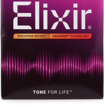 Elixir Strings 16077 Nanoweb Phosphor Bronze Acoustic Guitar Strings - .012-.056 Medium Light image 3