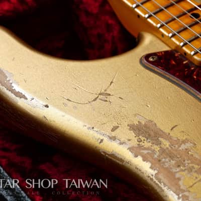 2021 Fender Custom Shop 1969 Stratocaster Heavy Relic HSS-Aztec Gold. image 9