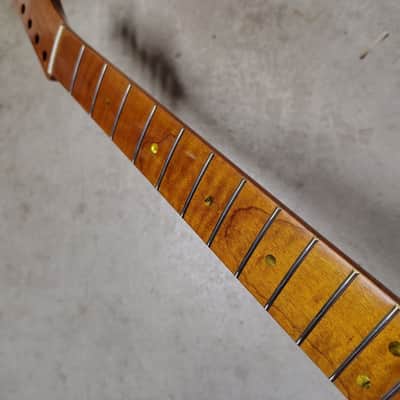 Flame Roasted Maple Tele Neck fits fender Telecaster body 21 frets 50s Gloss image 3