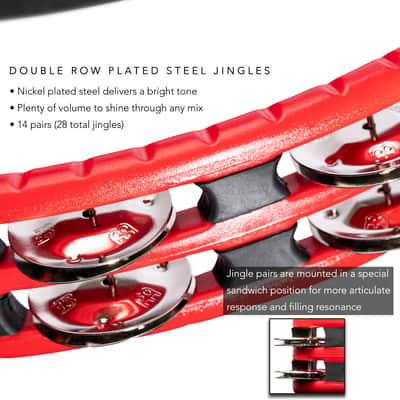 Meinl Percussion TMT1R ABS Plastic Handheld Tambourine, Red image 3