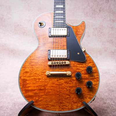 GIBSON USA Custom Shop Les Paul Custom 3A Quilt Top "Trans Amber + Ebony" (2017) image 4
