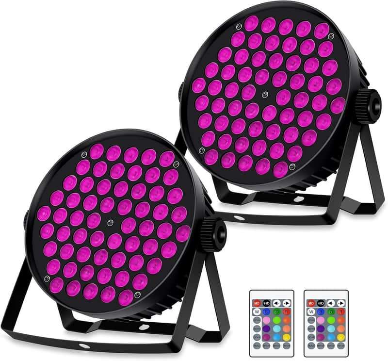 LED Par Lights, 90W 60 LED RGBW 4IN1 Stage Uplights Sound Activated Auto Play by Remote & DMX Control for Events Wedding Church Party DJ Live Show DJ Stage Lighting 2 Pack image 1