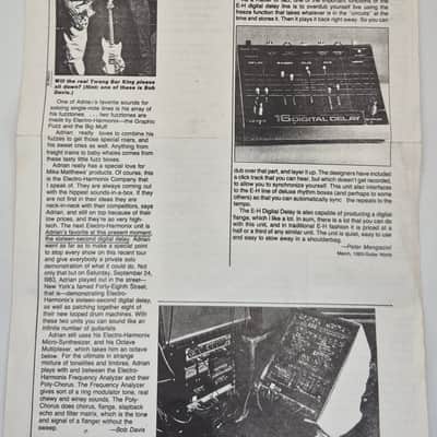 Electro-Harmonix EHX Memory Man Stereo Echo/Chorus user instructions and catalogue1984 image 10
