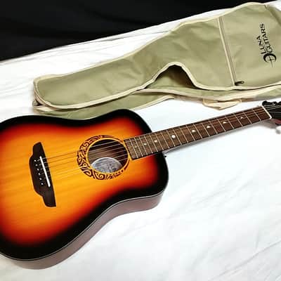 LUNA Safari Tribal Tabacco Sunburst acoustic electric TRAVEL GUITAR w/ Bag - 3/4 image 1
