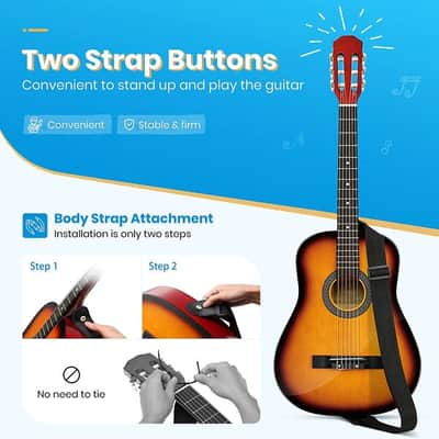 38” Acoustic Classical Guitar for Beginners Kit -  Nylon Strings and Accessories Full Bundle image 4