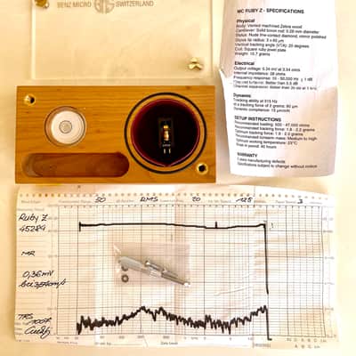 Benz Micro Ruby-Z MC Cartridge, Zebra wood, Line-contact diamond, Boron Cantilever, like new condition image 3