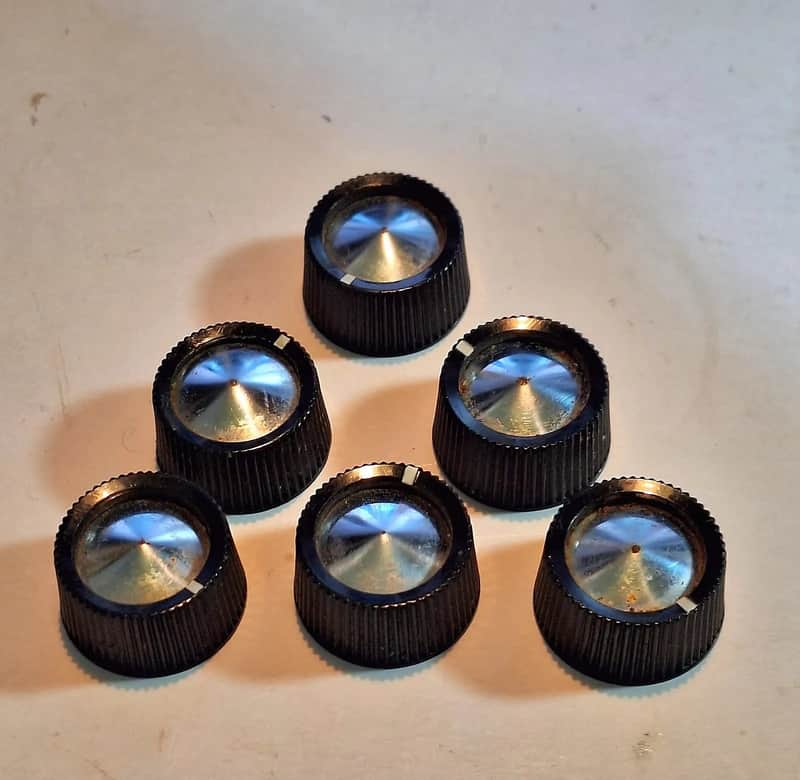 (2) Original 1950's-1960's Silvertone Harmony Kay Knobs *Black / Silver* image 1