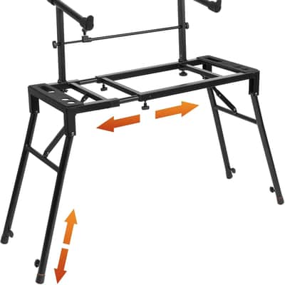 Dual Piano Keyboard Stand with 2nd Tier - Adjustable and Portable 2 Tier Music Stand for Synths and Electric Digital Keyboards - Fits 54 61 88 Key Pianos image 1