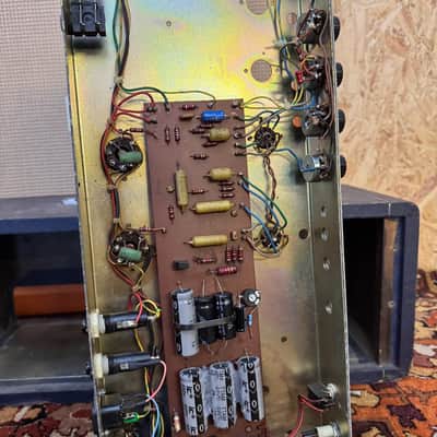 Vintage 1970s Carlsbro 50 Top Custom Colour Blue Guitar Valve Amplifier Head image 24