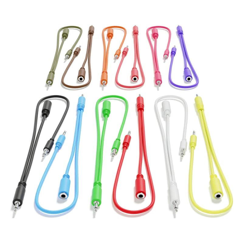 ExcelValley [12-Pack | 30 cm - 11.81"] Hopscotch Mono Splitter Y Patch Cables TS 3.5mm 1/8" Eurorack Synth image 1