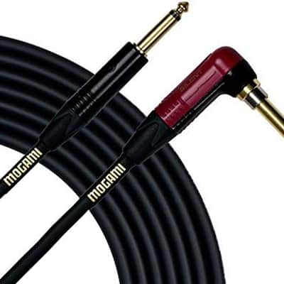 Gold INST Silent R-10 Guitar Instrument Cable, 1/4" TS Male Plugs, Gold Contacts, Right Angle silentPLUG to Straight Connectors, 10 Foot image 2