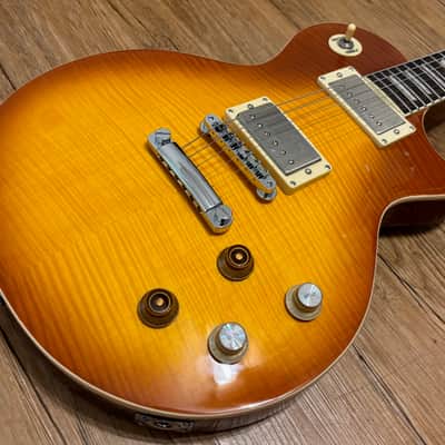 Vintage V100 PGM Reissued Series Lemon Drop Flame Top Guitar image 1