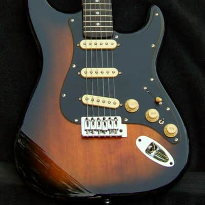 X- Wide 1-3/4" (45 mm) Birdseye Maple/Ebony Neck Tobacco Sunburst Solid Mahogany Strat + Working Bridge Tone+ Treble Bleed+7 Sound Switch+ Matte Black Guard + Grover 406C Locking Tuners+ Leveled, Crowned and Polished Frets+Low Action Setup! image 2